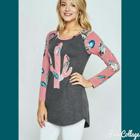 Feathers & Cactus Raglan Top - Picture 2 of 7